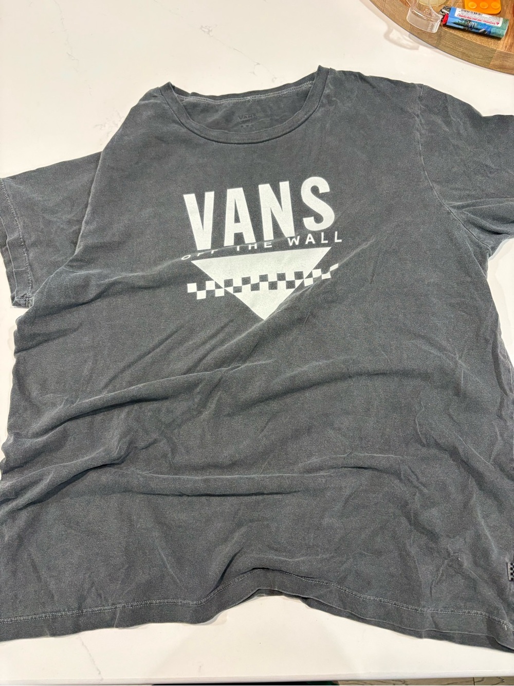 WMNS Vans 'Off The Wall' Graphic Tee - Charcoal Gray with White Logo Sz X-Large